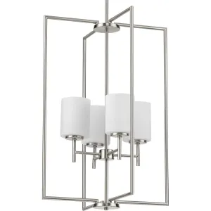 Replay Collection Four-Light Etched White Glass Pendant Light