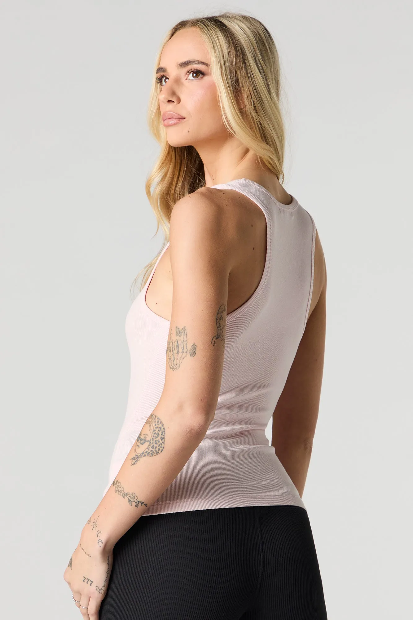 Ribbed Scoop Neck Racerback Tank