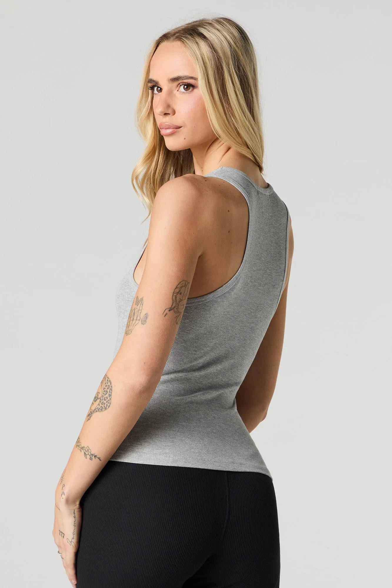 Ribbed Scoop Neck Racerback Tank