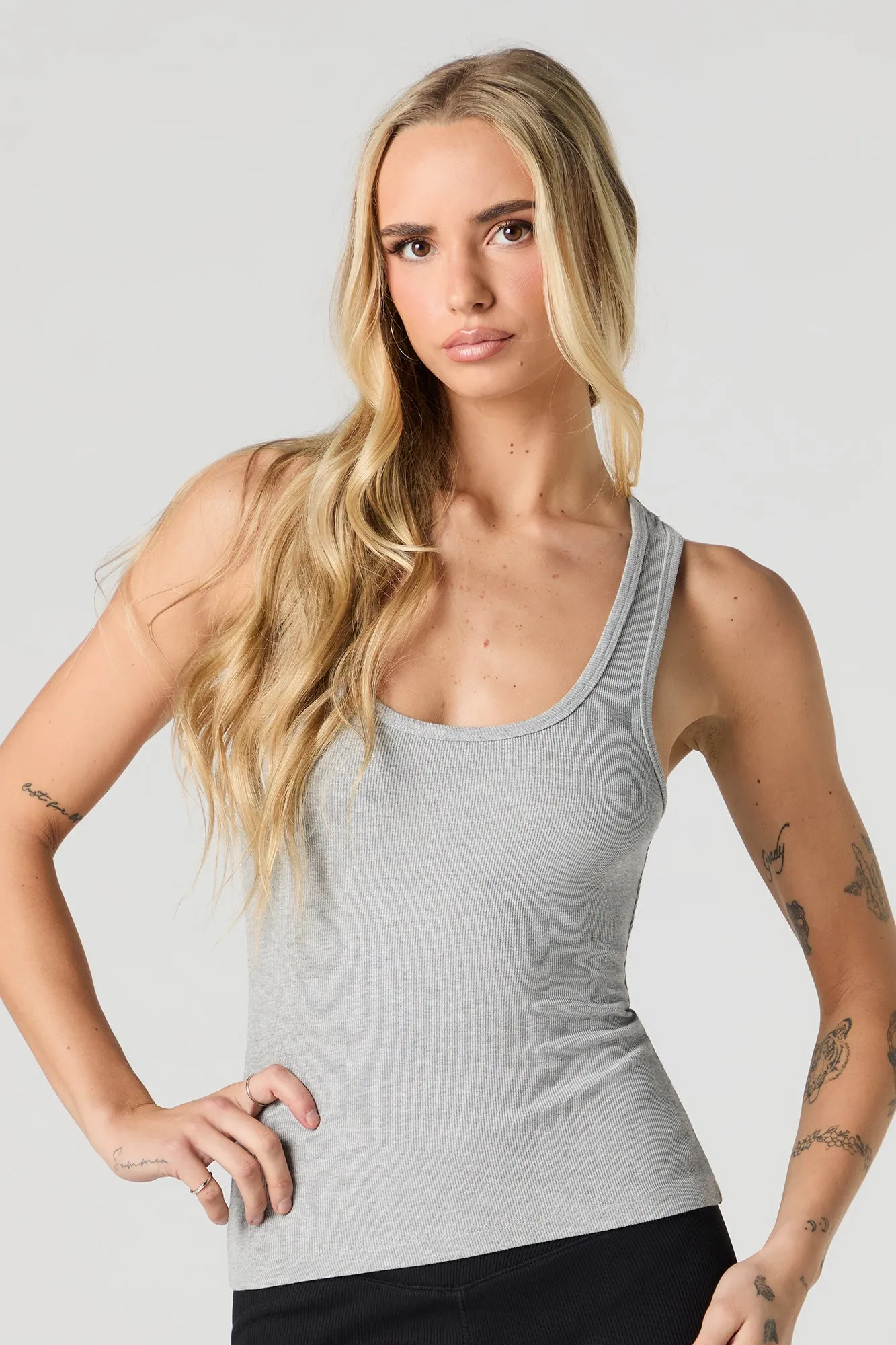 Ribbed Scoop Neck Racerback Tank