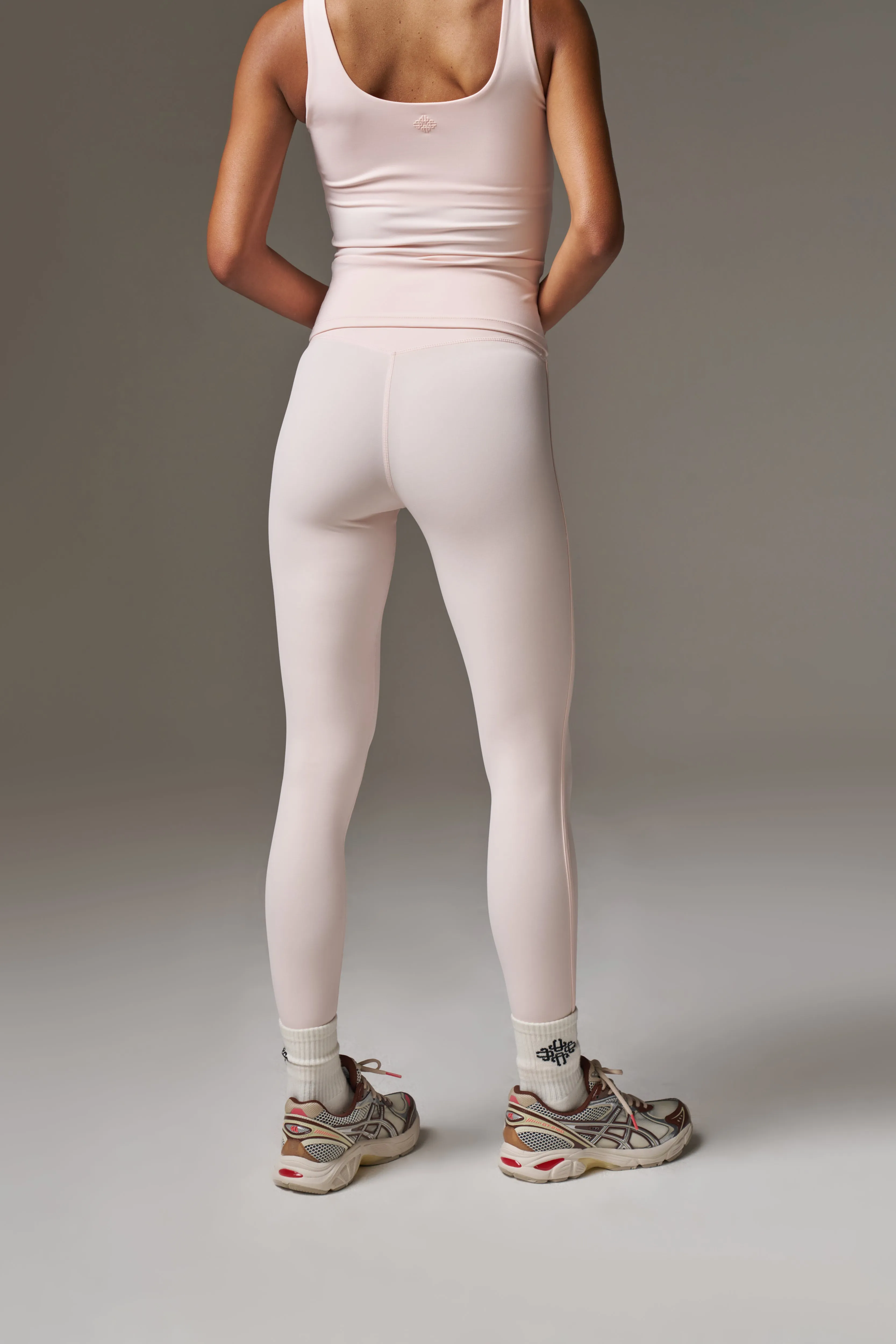 SCULPTING STRETCH CROSSOVER WAISTBAND LEGGINGS - PINK