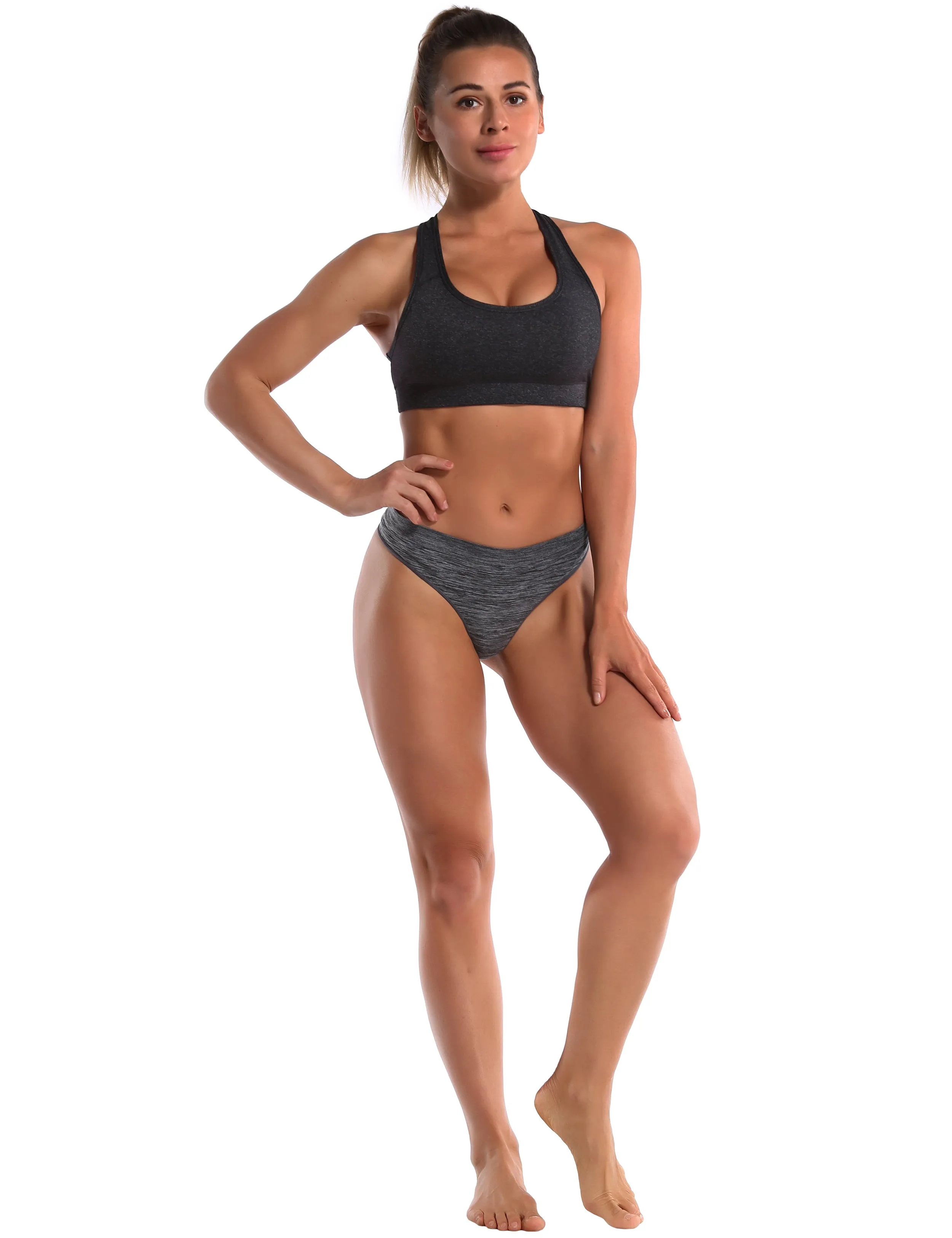 Seamless Sports Thongs Underwear heathercharcoal_yoga