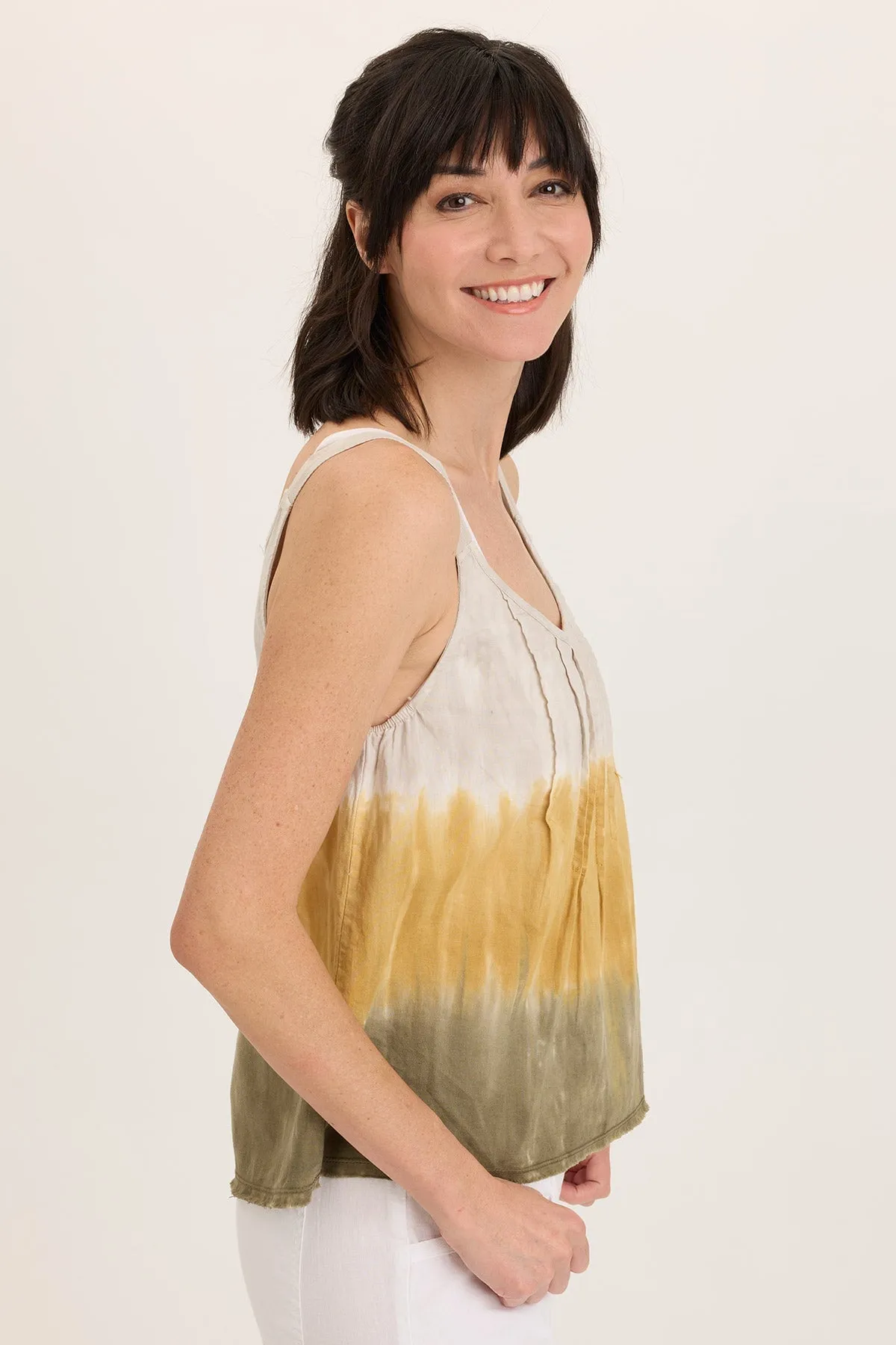 Shawnie Linen Billowy Pintuck Tank