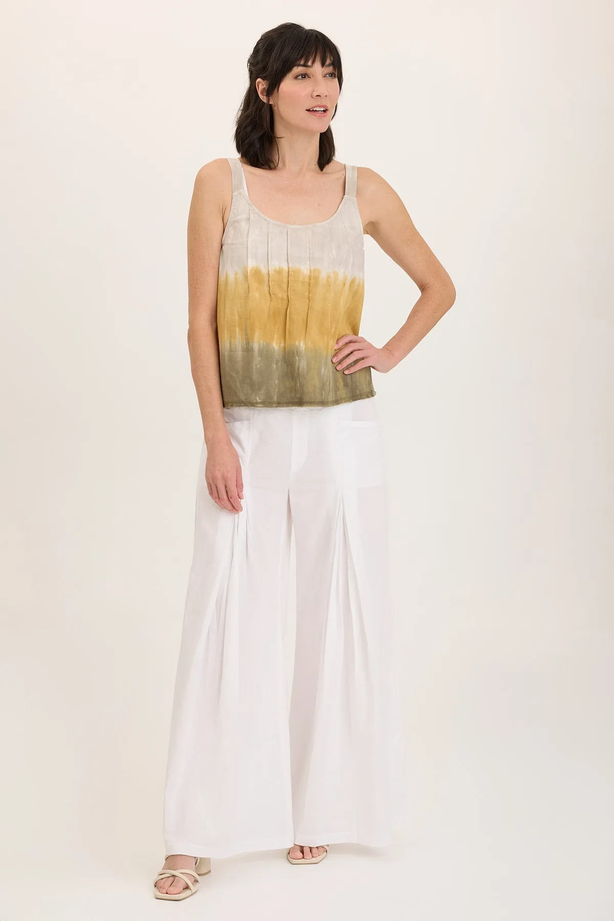 Shawnie Linen Billowy Pintuck Tank