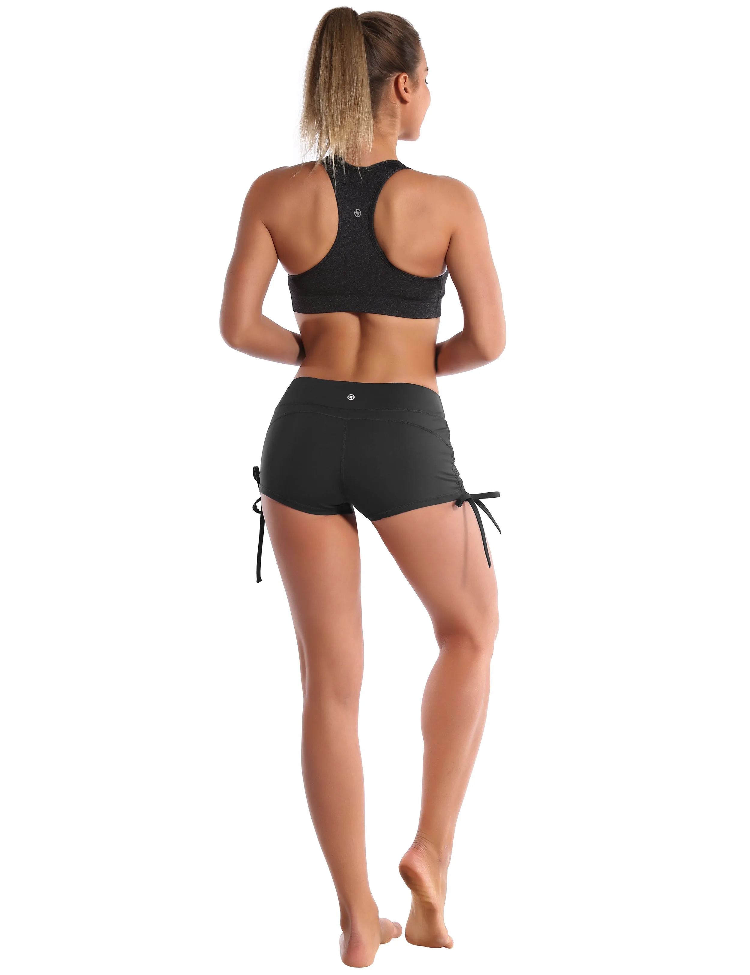 Side Drawstring Hot Shorts shadowcharcoal_yoga