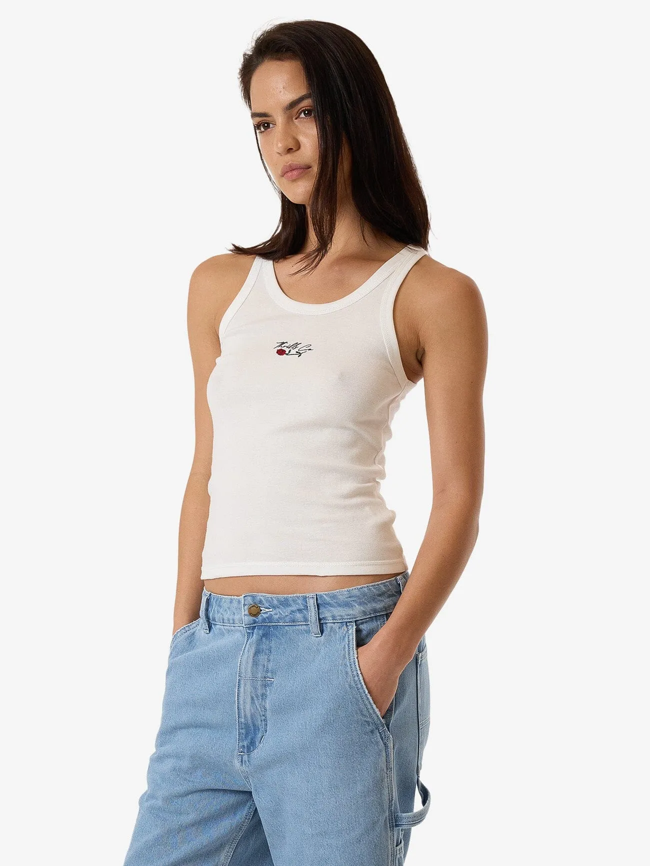 Signature Rose Apex Tank - Dirty White