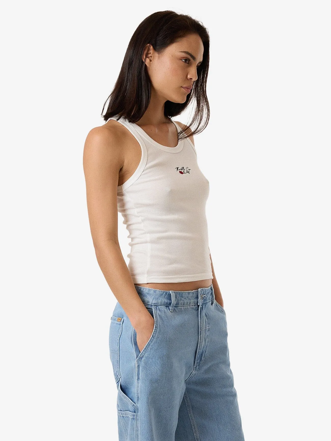 Signature Rose Apex Tank - Dirty White
