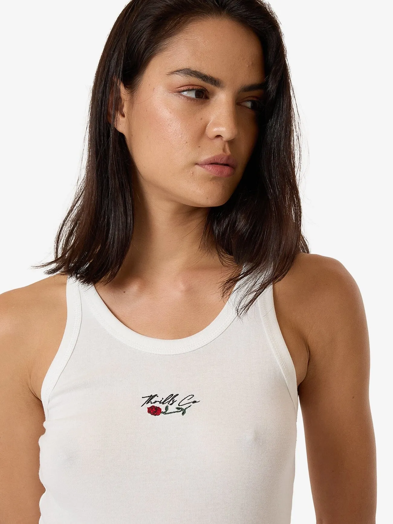 Signature Rose Apex Tank - Dirty White