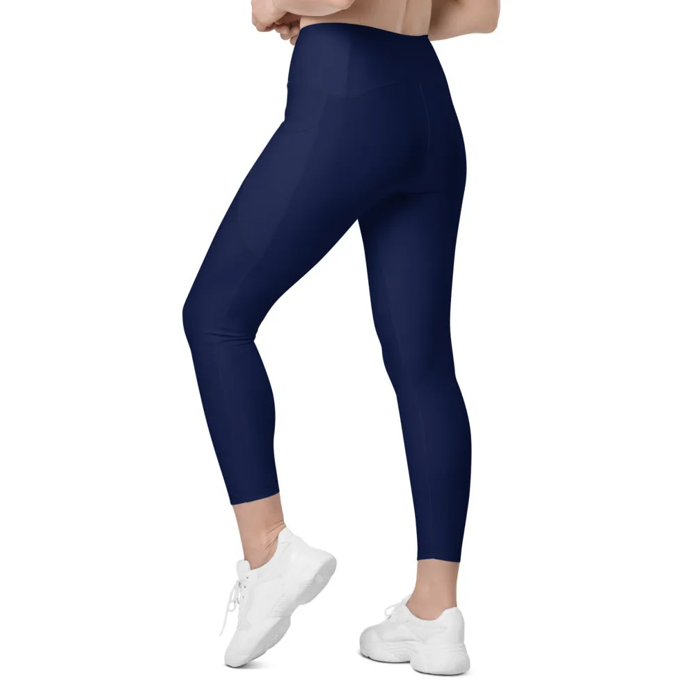 Solid Ocean Blue Leggings with Pockets