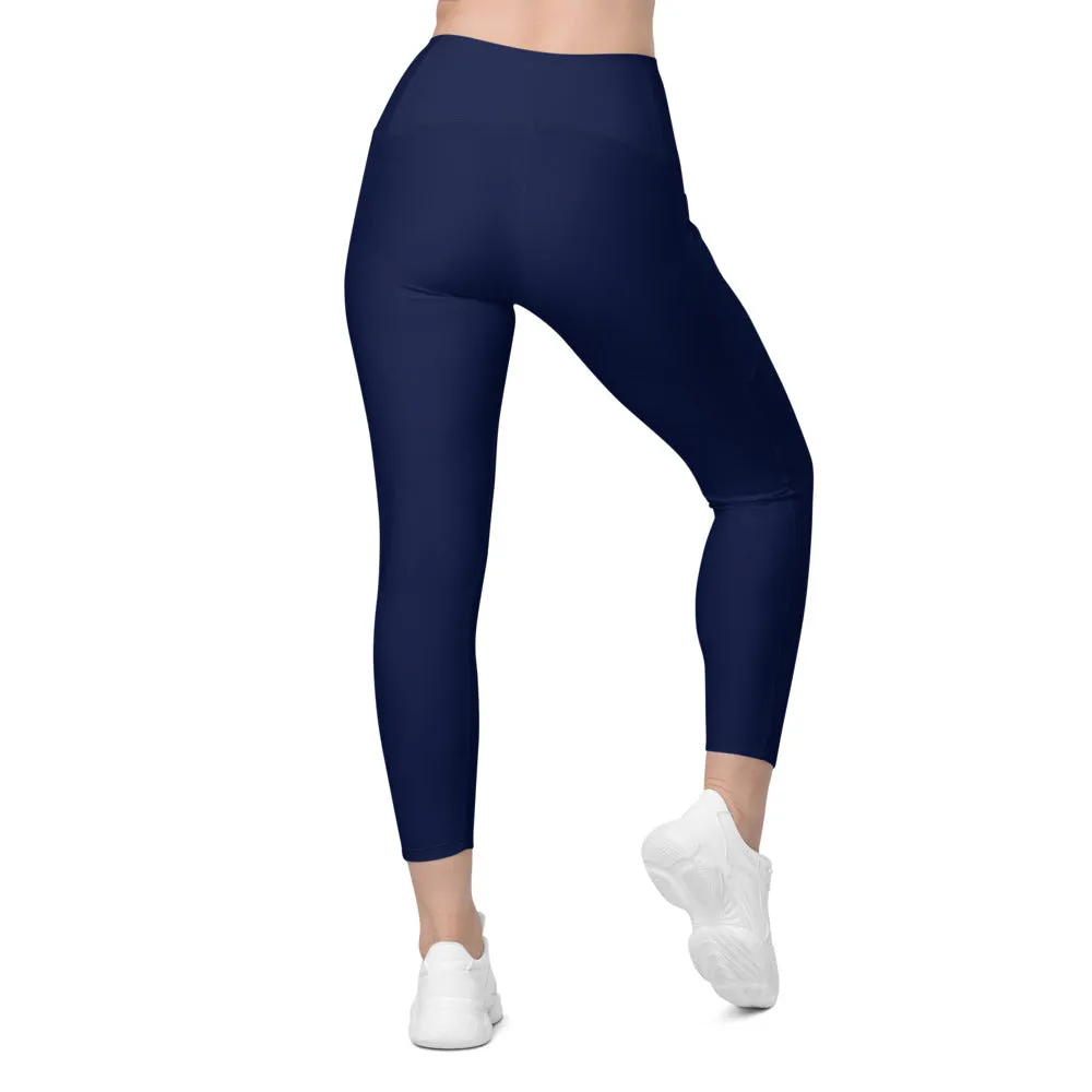 Solid Ocean Blue Leggings with Pockets