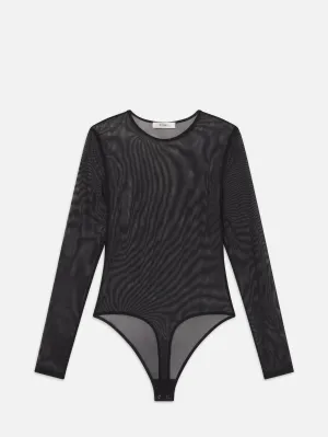 Stretch Mesh Bodysuit -- Black