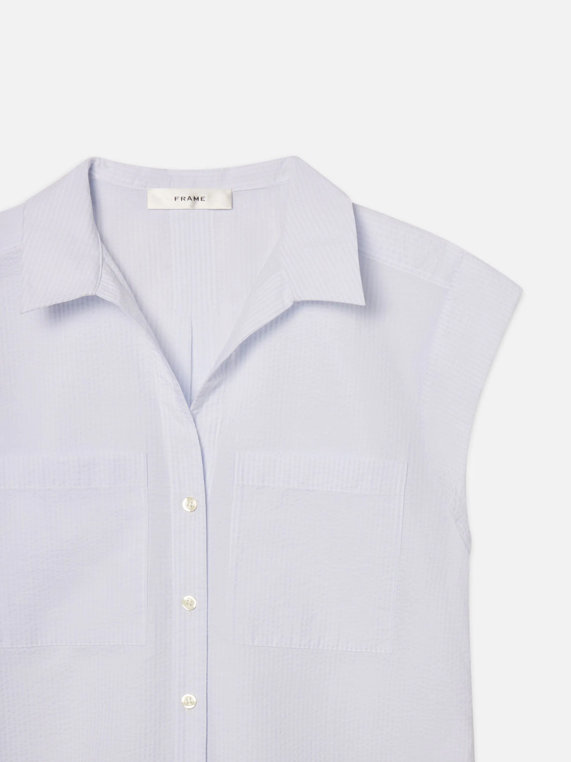 The Seersucker Leisure Shirt -- Light Chambray Multi