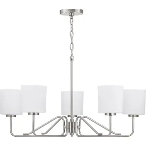 Tobin Collection Five-Light Etched White Glass Chandelier Light