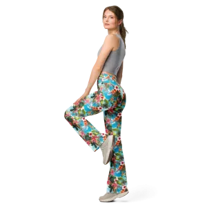Tropical Beach Flower Flare Leggings