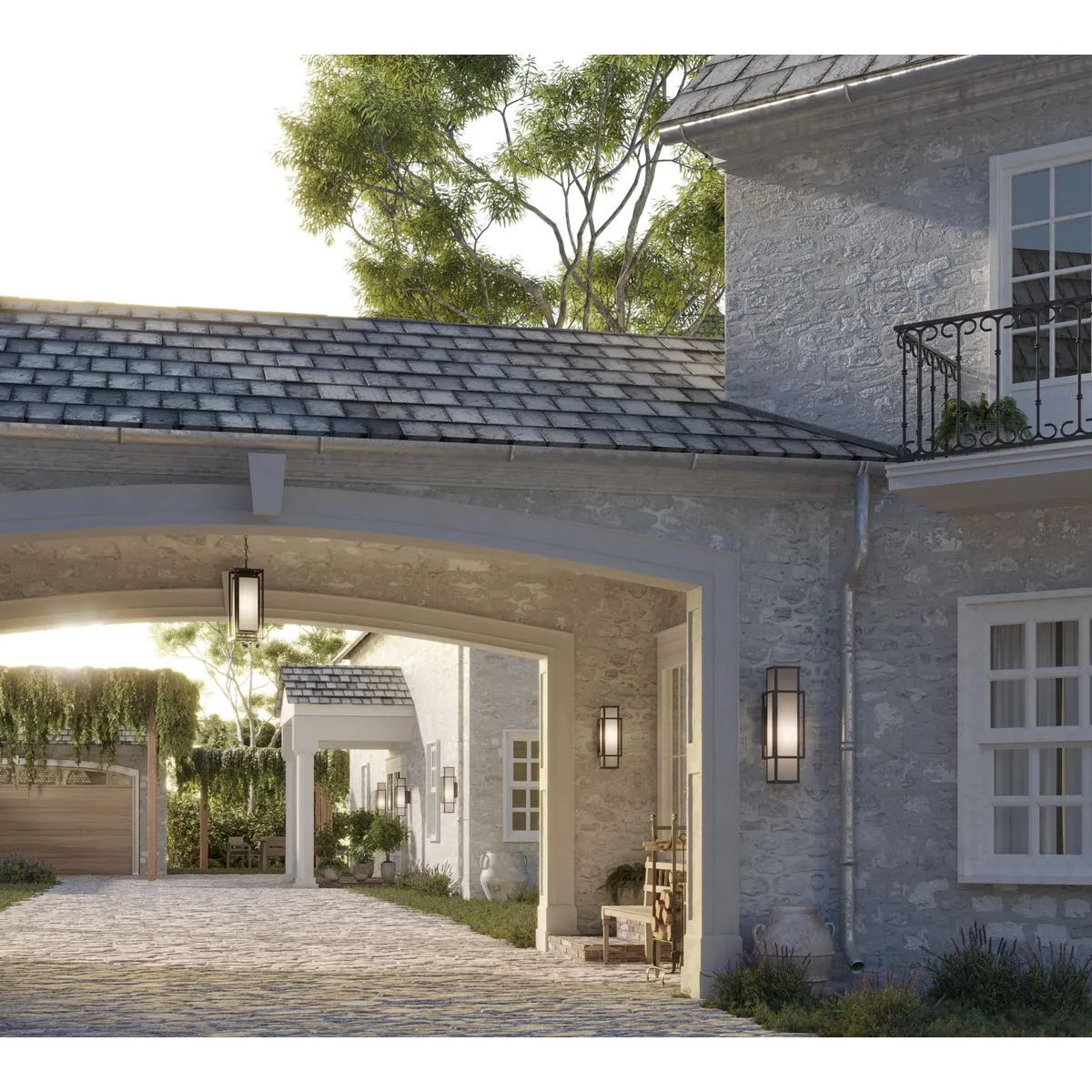Unison Collection Two-Light Etched Seeded Glass Wall Lantern