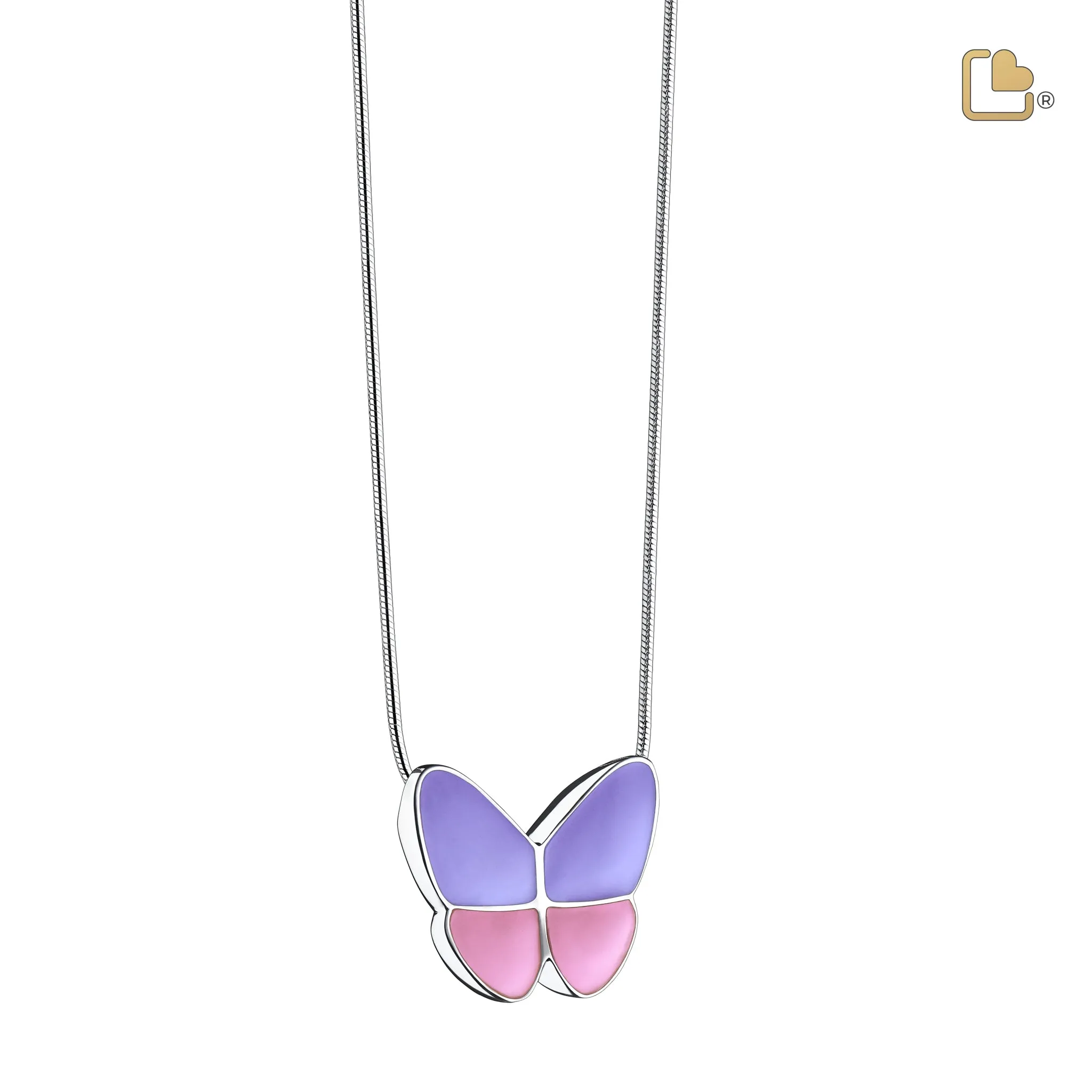 Wings of Hope Lavender Butterfly Sterling Silver Cremation Pendant