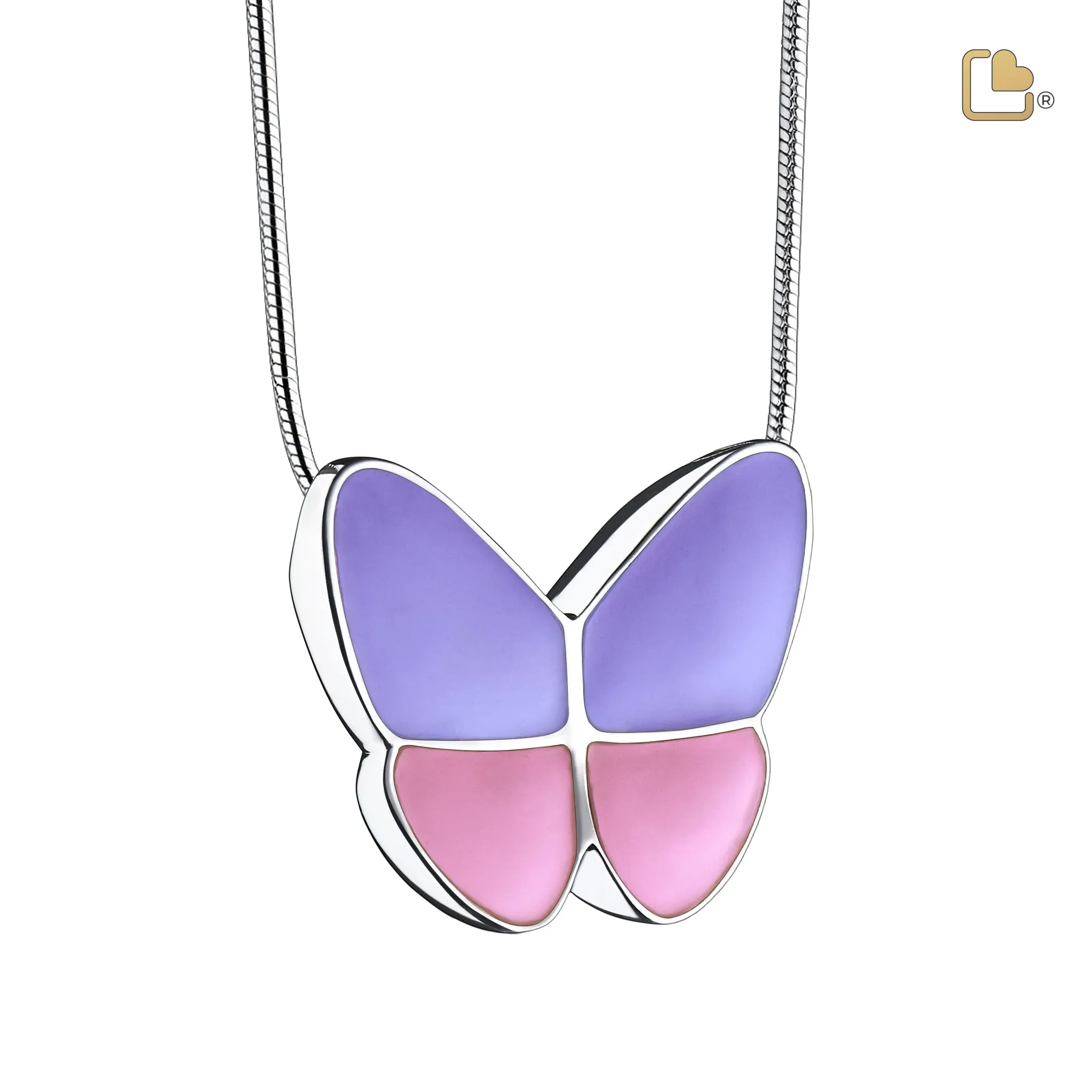 Wings of Hope Lavender Butterfly Sterling Silver Cremation Pendant