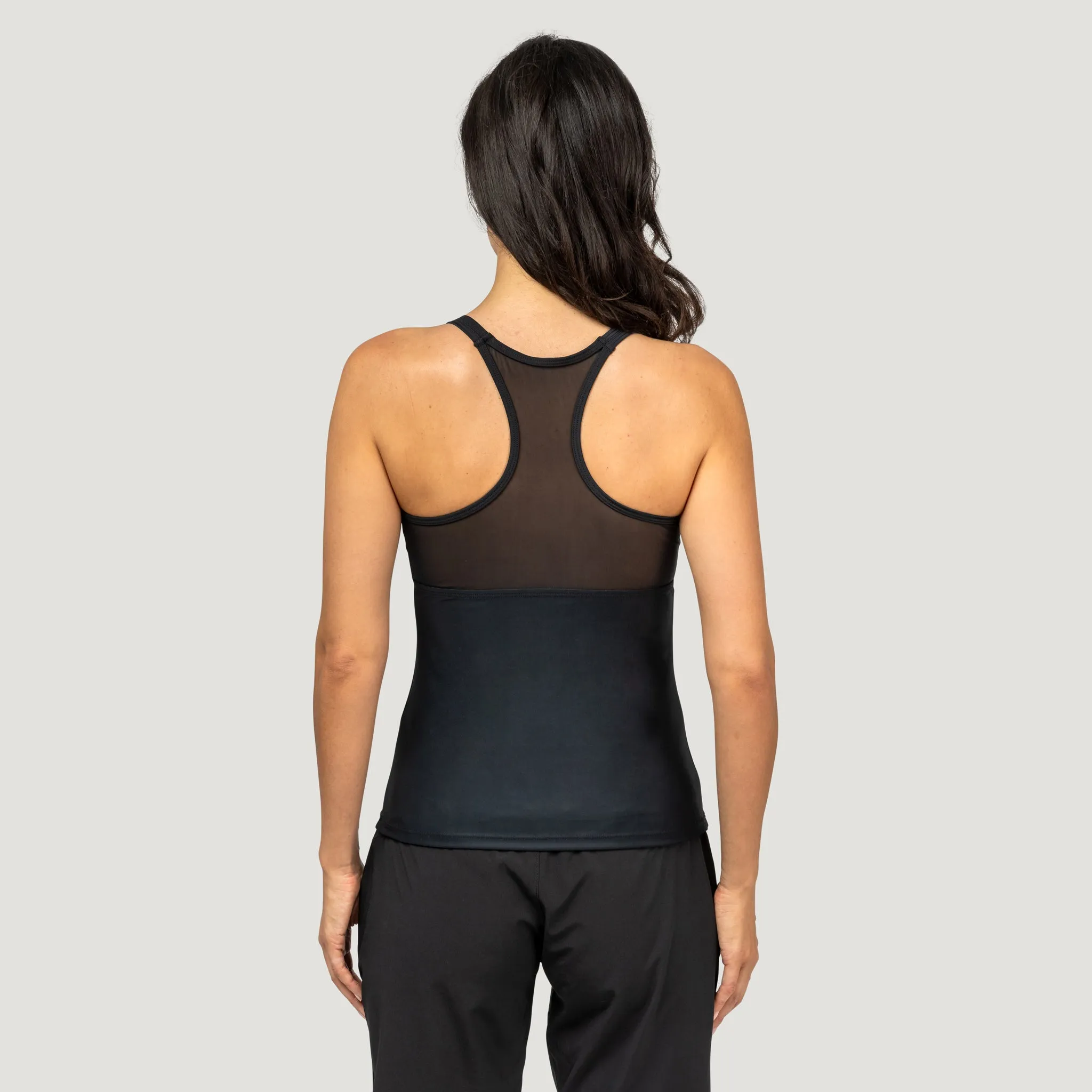 Women's Crochet Wave Mesh Zip-Up Tankini Top