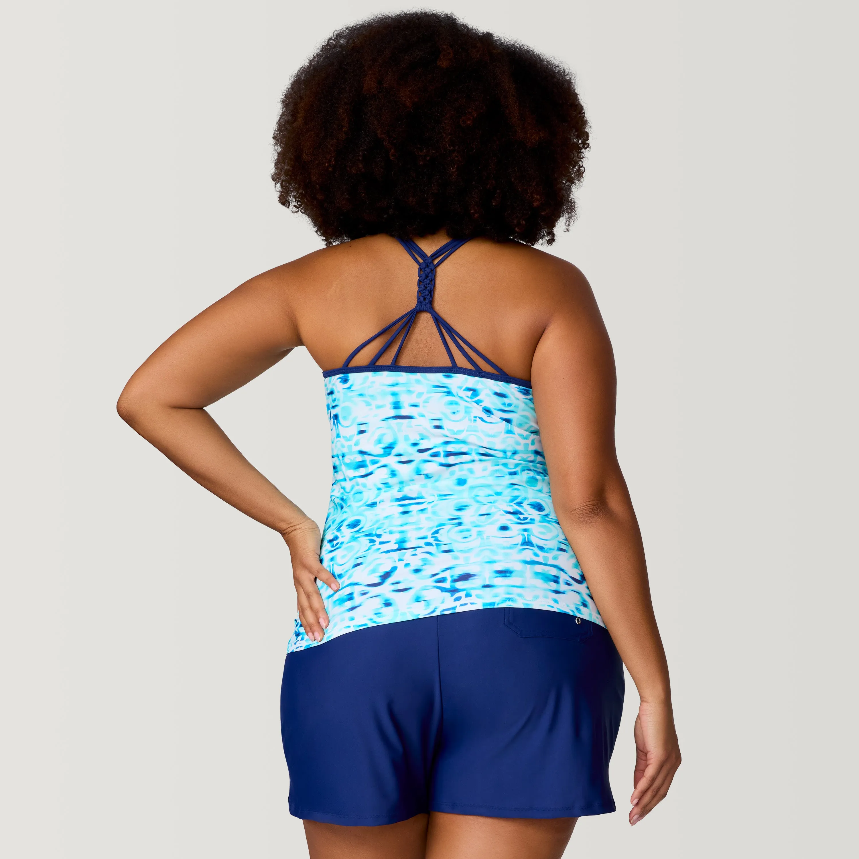 Women's Plus Size Mirage Macrame Back Tankini Top