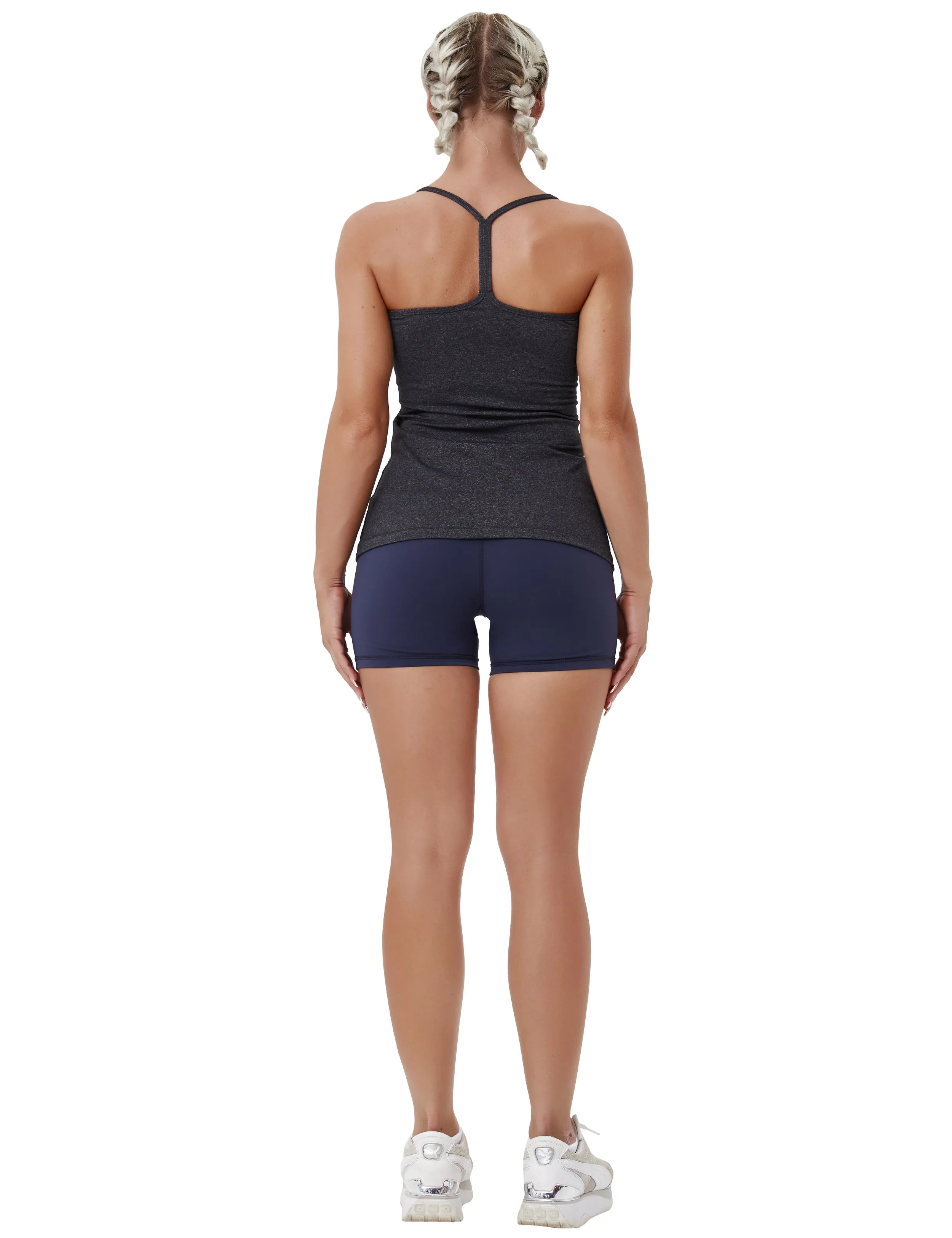 Y-back Spaghetti Strap Tank Tops heathercharcoal_yoga