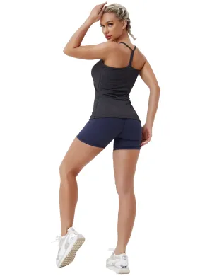 Y-back Spaghetti Strap Tank Tops heathercharcoal_yoga