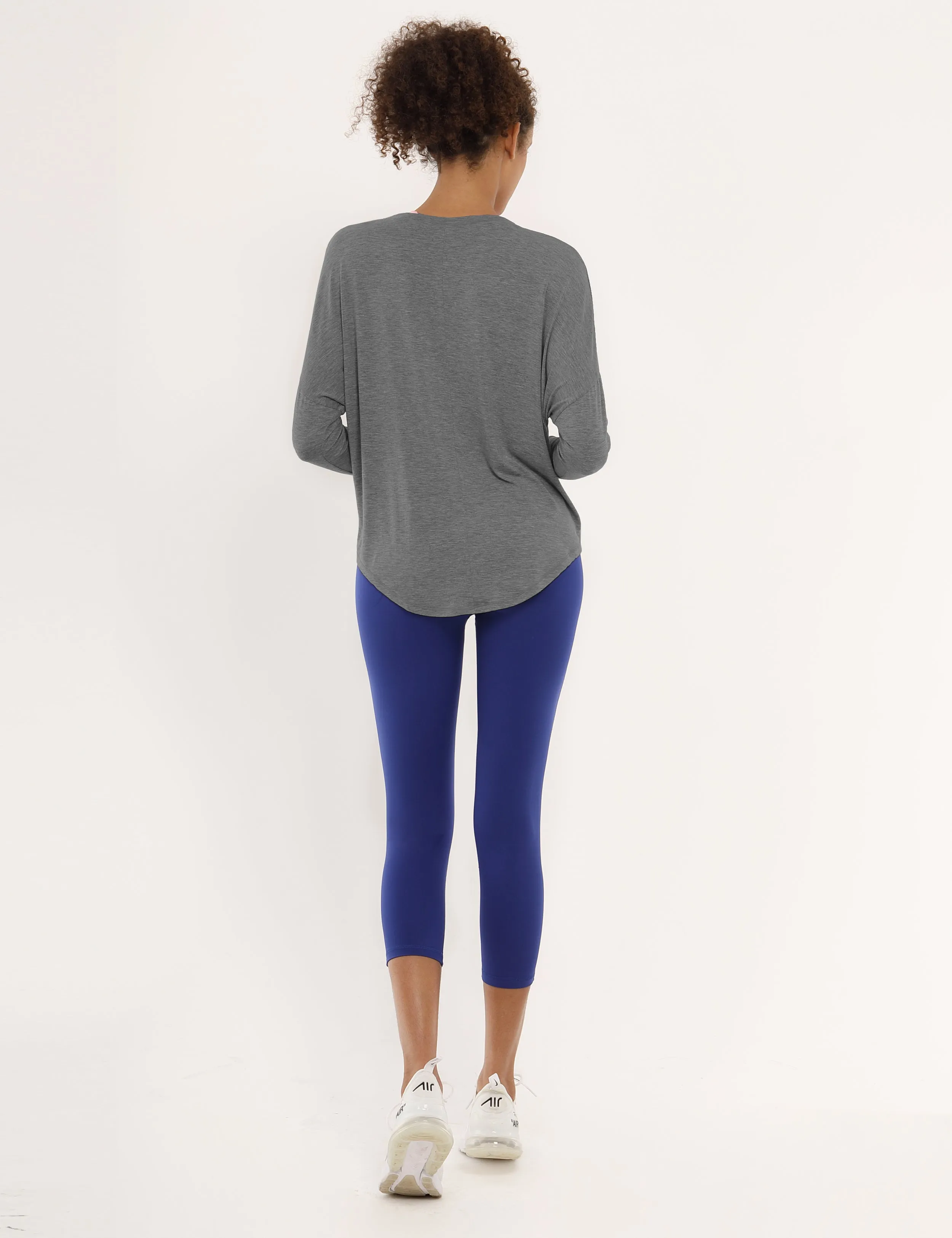 Yoga Batwing Tunic Tops heathercharcoal_yoga