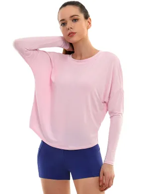 Yoga Batwing Tunic Tops lightpink_yoga